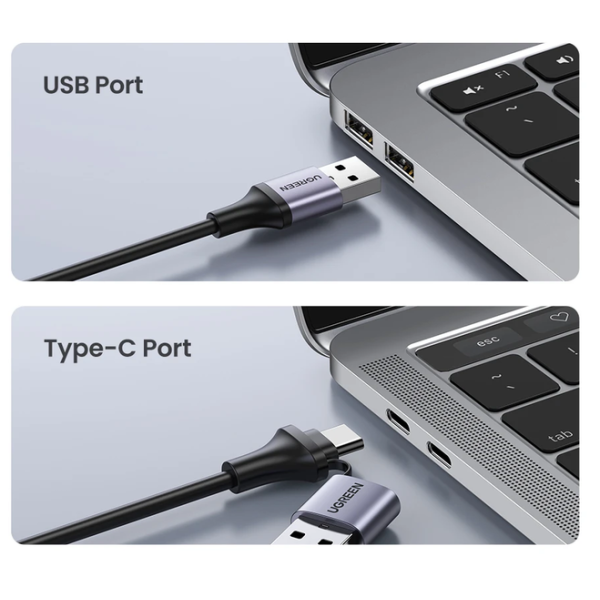 Конвертор сигналу Ugreen CM489 USB-A/Type-C to HDMI Video Capture Device Gray