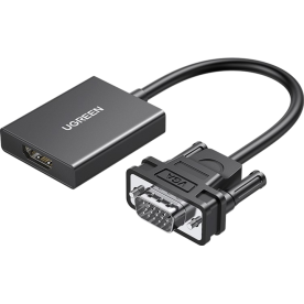 Адаптер-перехідник Ugreen CM513 VGA to HDMI з аудіо та живленням, Black (0.15 м)