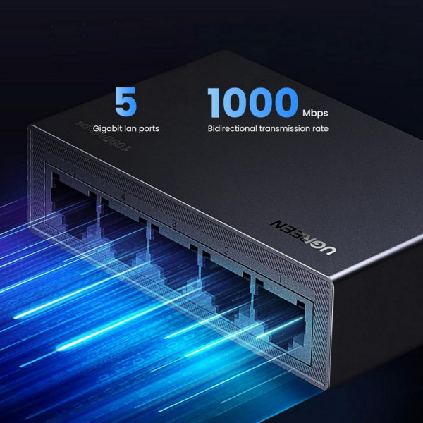 Мережевий 5-портовий комутатор RJ45 (розгалужувач) UGREEN CM833 – 1 Гбіт/с