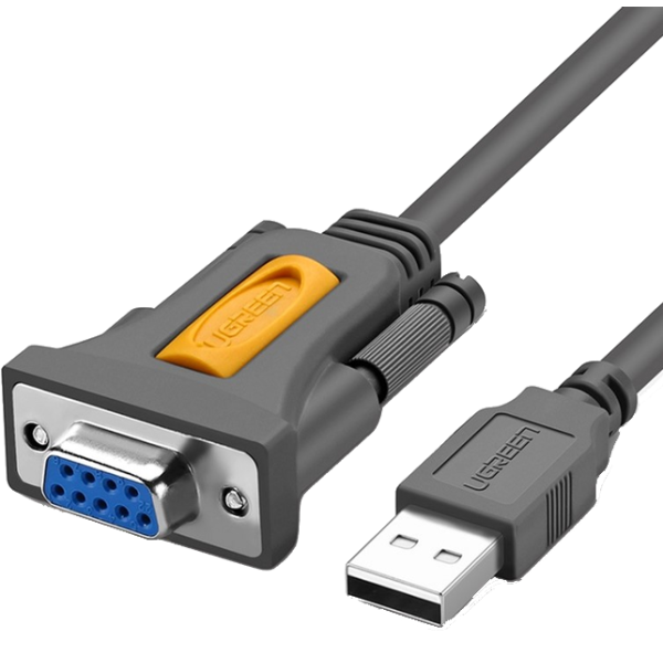 Кабель-адаптер UGREEN CR104 USB 2.0 to RS-232 DB9 Female 1.5м/2м/3м Black