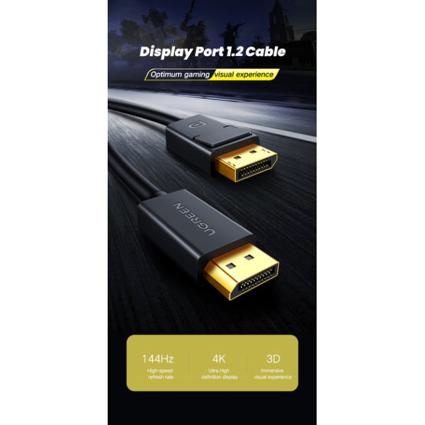 Кабель UGREEN DP102 DisplayPort 1.2 кабель DP-DP (Male-Male), 4K@60Hz, 2K@144Hz