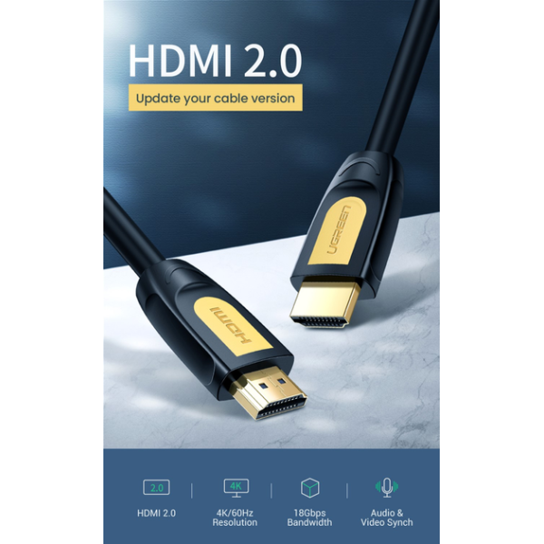 Кабель HDMI Ugreen HD101 Round Cable 3 м Yellow/Black