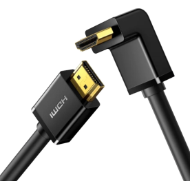 Кабель HDMI Ugreen HD103 з кутовим роз’ємом 90°, 1м / 2м, чорний
