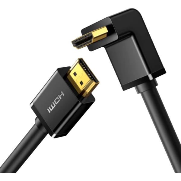 Кабель HDMI Ugreen HD103 з кутовим роз’ємом 90°, 1м / 2м, чорний