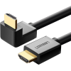 Кабель HDMI Ugreen HD103 з кутовим роз’ємом 90°, 1м / 2м, чорний