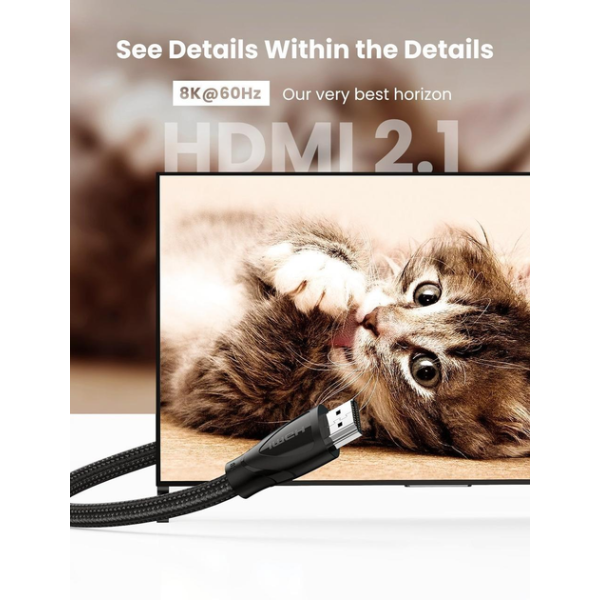 Кабель UGREEN HD140  HDMI 2.1 8K 3D HDR Cable 48Gbps Black