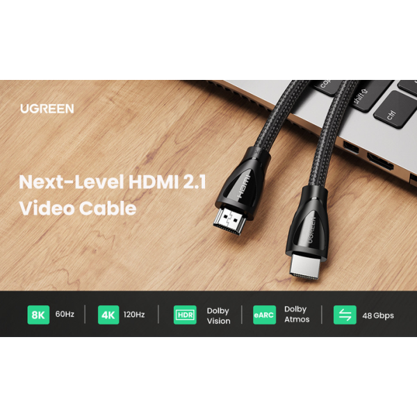 Кабель UGREEN HD140  HDMI 2.1 8K 3D HDR Cable 48Gbps Black