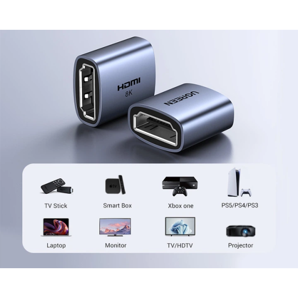 HDMI-адаптер UGREEN HD159 8K Ultra HD Female-to-Female Extension HDMI 2.1, Space Gray