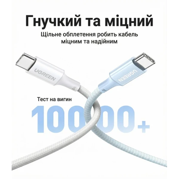 Кабель UGREEN L502 USB-C to USB-C 100W PD Fast Charging Braided Cable 2m (Black)
