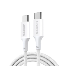 Кабель UGREEN L502 USB-C to USB-C PD 100W (5A) Fast Charging Braided Cable 2 м — White