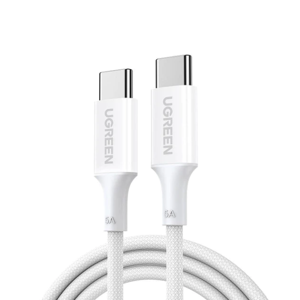 Кабель UGREEN L502 USB-C to USB-C PD 100W (5A) Fast Charging Braided Cable 2 м — White