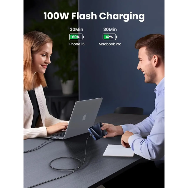 Кабель UGREEN USB-C to USB-C 100W Space Gray (L512)