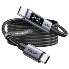 Кабель UGREEN L530 USB-C to USB-C 240W з дисплеєм Fast Charging Cable 1m (Space Gray)