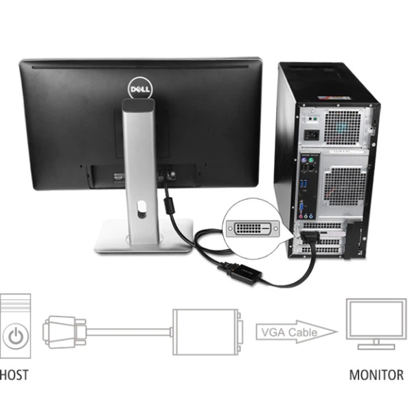 Адаптер Ugreen MM108 DVI-D (24+1) to VGA 1080p, 0.3 м