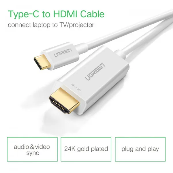 Кабель Ugreen MM121 USB Type-C to HDMI Cable 4K 60Hz 1.5 м White