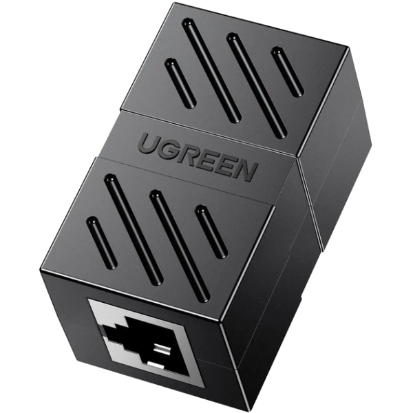 З'єднувач витої пари RJ45 Ugreen NW114 Cat7/Cat6/Cat5e Ethernet розʼєм-подовжувач, Black/White