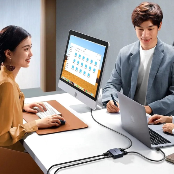 З'єднувач витої пари Ugreen NW301 Gigabit Ethernet Splitter 1 to 2, Grey