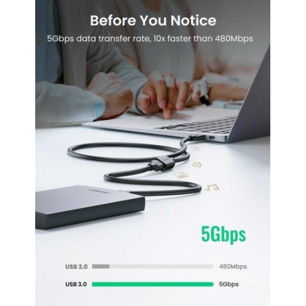 Кабель-подовжувач USB 3.0 UGREEN US129 Male-Female