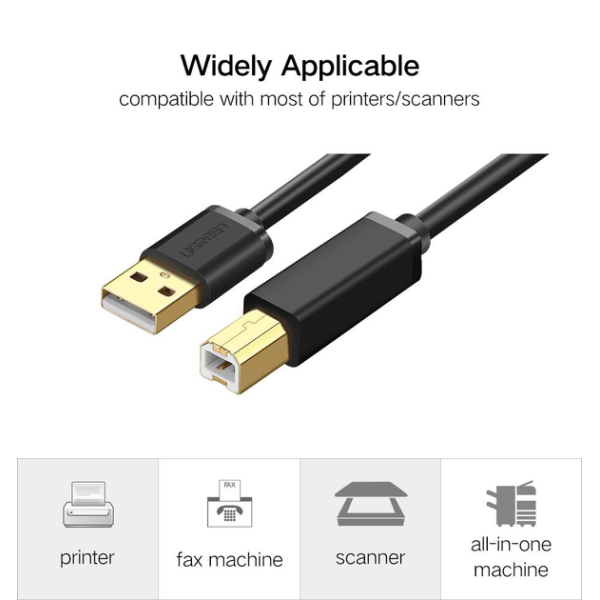 Кабель UGREEN US210 USB 3.0 AM to BM Print Cable (1м / 2м, Black)