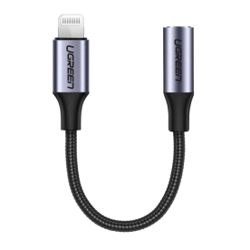 Перехідник UGREEN US211 Lightning M/F Round Cable Aluminum Shell 10cm (Black)