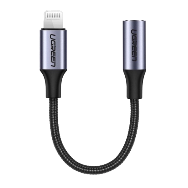 Перехідник UGREEN US211 Lightning M/F Round Cable Aluminum Shell 10cm (Black)
