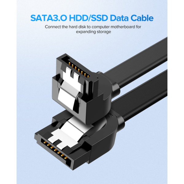 Кабель UGREEN US217 SATA 3.0 Angled Data Cable 6 Гбіт/с (0.5м, Black)