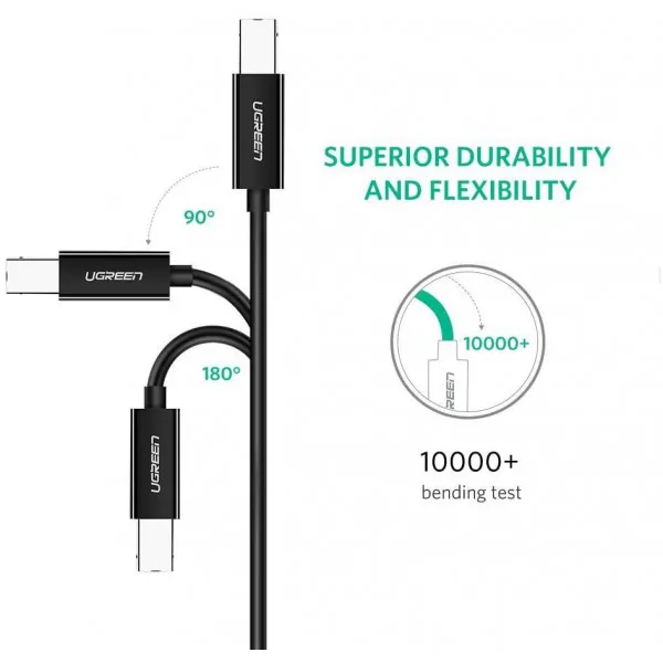Кабель UGREEN US241 USB-C 2.0 to USB-B 2.0 Print Cable 2m Black (50446)