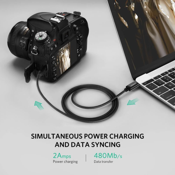 Кабель UGREEN US242 USB Type-C to Mini-USB 5-pin Male-Male 1 м Black