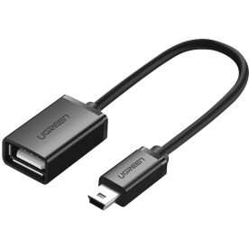 Адаптер-перехідник UGREEN US249 Mini USB-B 5Pin Male → USB 2.0 Female OTG, 10 см, чорний