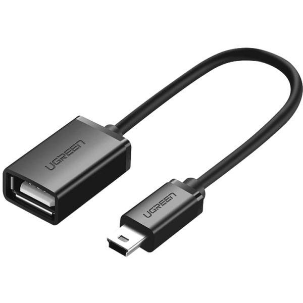 Адаптер-перехідник UGREEN US249 Mini USB-B 5Pin Male → USB 2.0 Female OTG, 10 см, чорний