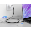 Кабель UGREEN US261 USB Type-C to USB Type-C 60Вт 3A Black/Gray