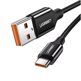 Кабель зарядний UGREEN US279 Type-C 6A 100W Huawei SuperCharge 1.5 м Black Nylon