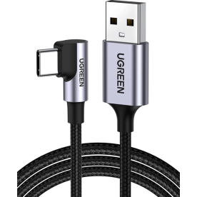 Кабель UGREEN US284 USB 2.0 to USB Type-C 90° QC3.0 Fast Charge Black