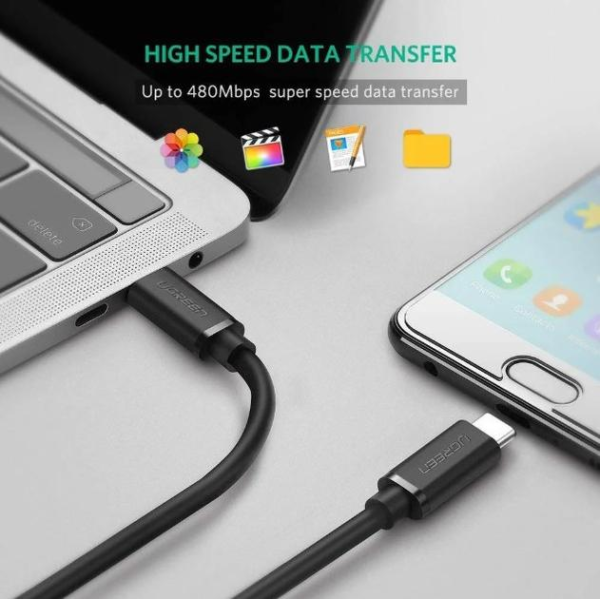 Кабель зарядний UGREEN US286 USB 2.0 Type-C to Type-C PD QC 4.0 Black