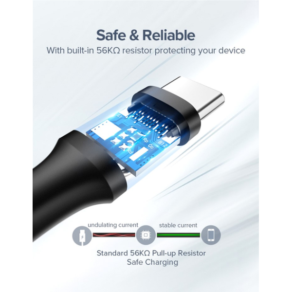 Кабель Ugreen US287 USB 2.0 to Type-C 3A Black