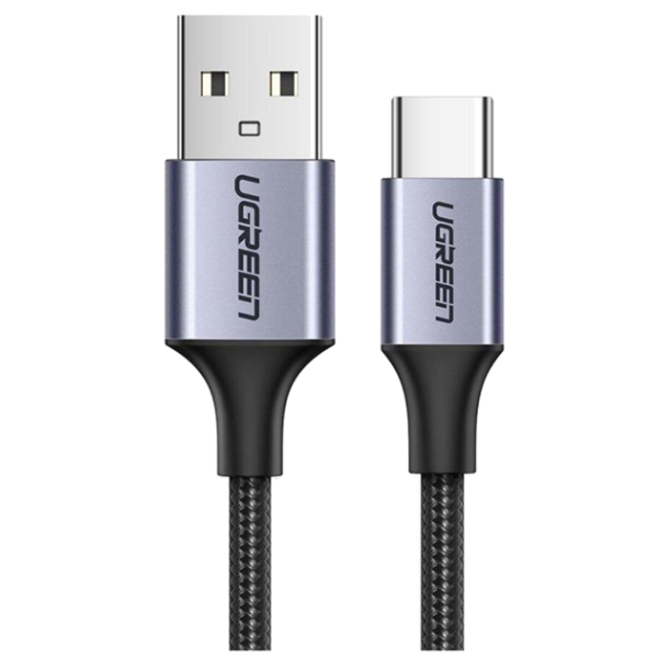 Кабель UGREEN US288 USB-A 2.0 to USB-C 3A Nickel Plated Aluminum Braid Black