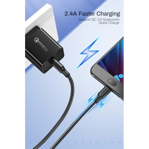 Кабель UGREEN US289 USB 2.0 – MicroUSB QC 3.0, 2A, Black