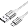 Кабель UGREEN US290 USB 2.0 A to Micro-USB 2.4A Nickel Plated Aluminum Braid White