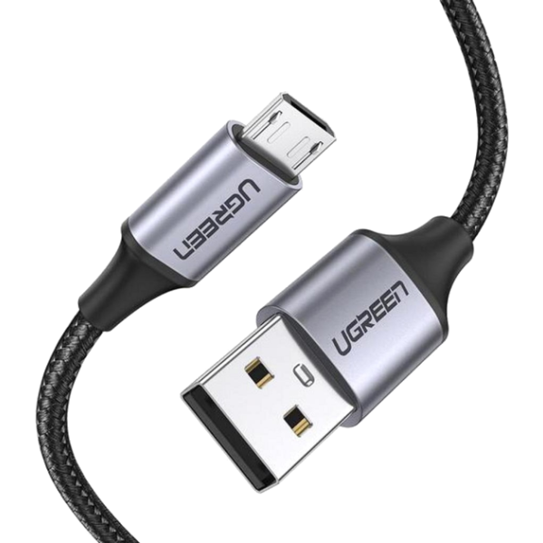Кабель UGREEN US290 USB 2.0 to Micro-USB 2A Nickel Plated Aluminum Braid Black