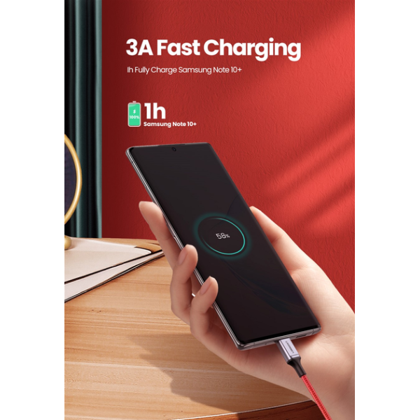 Кабель UGREEN US294 USB-C to USB-C 60W Fast Charging & Data 1м Red