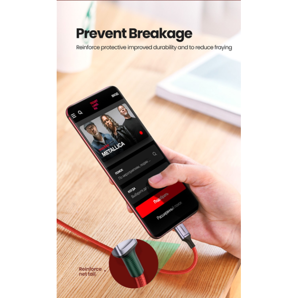 Кабель UGREEN US294 USB-C to USB-C 60W Fast Charging & Data 1м Red