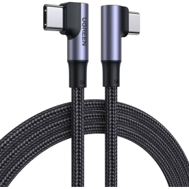 Кабель UGREEN US335 Angled USB-C to USB-C 100W 5A Fast Charging & Data, Black
