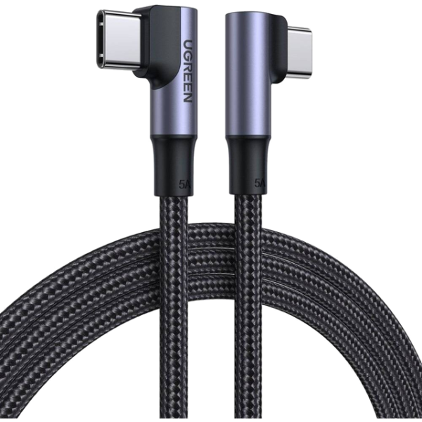 Кабель UGREEN US335 Angled USB-C to USB-C 100W 5A Fast Charging & Data, Black