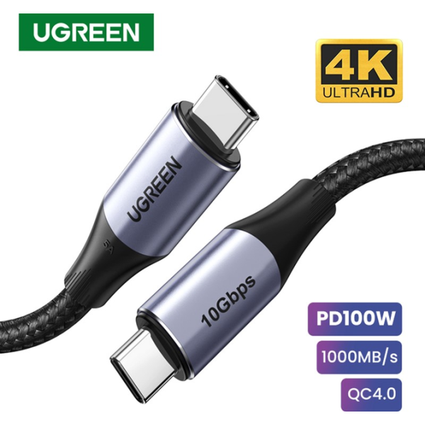 Кабель UGREEN US355 USB-C to USB-C 100W Gen2 5A Data & Fast Charging 1м Black