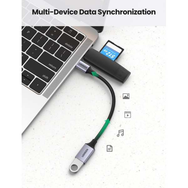 Кабель UGREEN US378 USB-C → USB 3.0 OTG Adapter Black