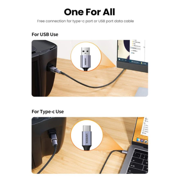 Перехідник для принтера UGREEN US382 USB-C → USB-B