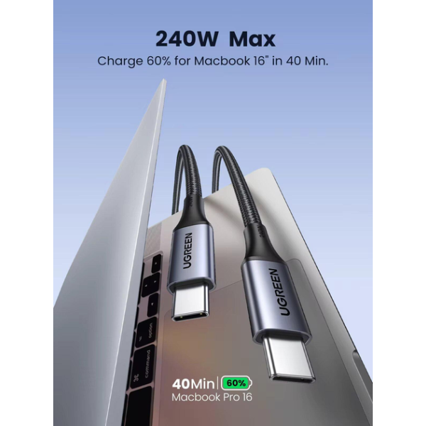 Кабель UGREEN US535 USB-C 240W PD3.1 1м Space Grey