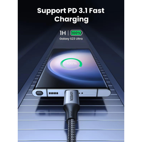 Кабель UGREEN US535 USB-C 240W PD3.1 1м Space Grey