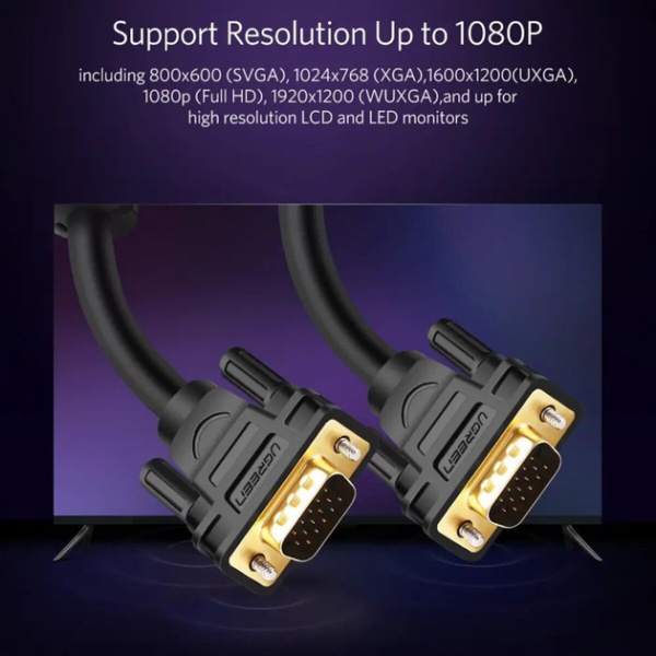 Кабель VGA UGREEN VG101 Male to Male (1м / 1.5м / 2м / 3м)