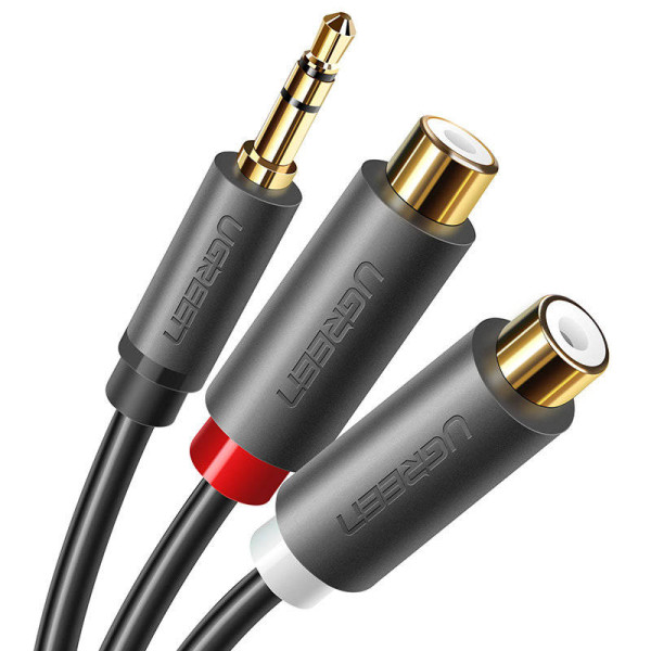 Аудіокабель UGREEN AV109 3.5mm Male to 2xRCA Female Cable 25cm, Gray